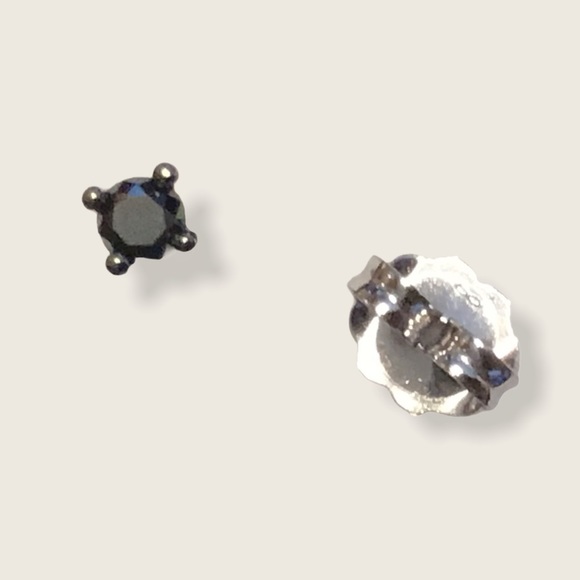 10KT WHITE GOLD & 1/4 CTW BLACK DIAMOND EARRINGS  CHILD SIZE - Picture 7 of 8